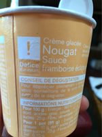 Creme nougart sauce framboise eclats de nougat