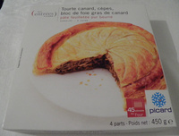 Tourte canard, cèpes, bloc de foie gras de canard - surgelée 450 g