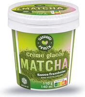 Crème glacée matcha sauce framboise