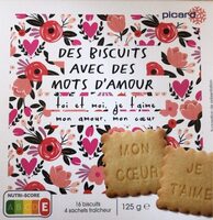 Des biscuits avec des mots d'amour