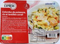 Colombo de poissons, riz et lentilles corail