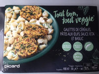 Galettes de céréales, pâtes aux oeufs, sauce féta basilic