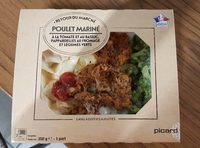Poulet mariné à la tomate et au basilic, pappardelles au fromage