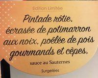 Pintade rôtie, écrasée de potimarron aux noix