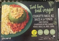Courgette farcie, riz, sauce à la tomate