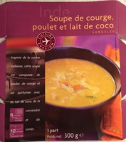Soupe de courge, poulet et lait de coco