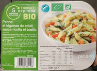 Penne et Légumes du Soleil, sauce Ricotta et Basilic