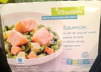 Saumon au lait de coco et cumin, pomme de terre et patate douce, légumes verts, surgelés