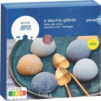 6 mochis glacés noix coco, sésame noir, mangue