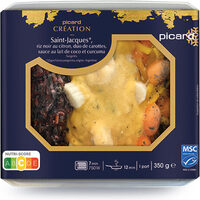 Saint Jacques* MSC, riz noir au citron, duo de carottes