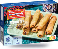 Briouates poulet, raisins, miel, curcuma