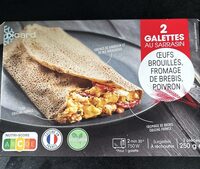 Galettes œufs brouillés, fromage de brebis, poivron