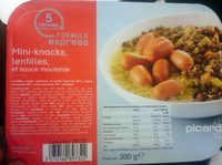 Mini Knacks, Lentilles et Sauce Moutarde