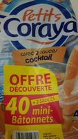 Petits Coraya - Mini-bâtonnets de surimi + sauce mayonnaise les 40 bâtonnets + 1 sauce 420 gr