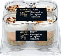 Verrines Apéro Truite, fromages frais & Légumes croquants