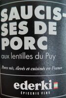 Saucisses de porc aux lentilles du Puy