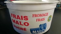 Fromage Frais Malo sucré 40% matières grasses sur extrait sec soit 7% de matières grasses sur produit fini.
