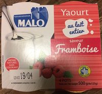Yaourt au lait entier saveur framboise