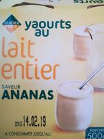 Yaourts au lait entier saveur ananas
