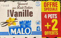 Yaourt au lait entier pasteurisé sucré saveur vanille