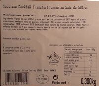 Saucisse cocktail Francfort fumée au bois de hêtre