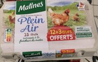 Matines Oeufs Moyens Plein Air x12 +3 Gratruits