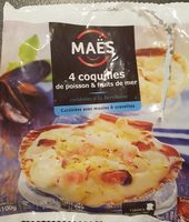 4 coquilles de poisson et fruits de mer