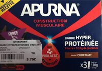 Apurna Barre Hyperprotéinée Chocolat - Etui 3X40G