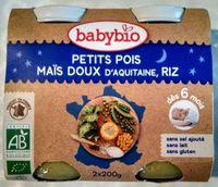 Petits pois, maïs et riz, dès 6 mois, certifié AB