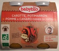Petits pots carotte, potimarron, pomme & canard