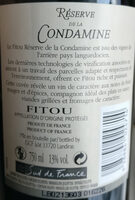 Réserve de la Condamine Fitou 2016