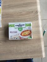 Gratin d'aubergines, à la tomate, à l'oignon et à la viande bovine, surgelé, issu de l'agriculture biologique