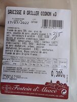 Saucisses à  griller oignon