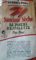 Saucisse sèche au piment d'espelette