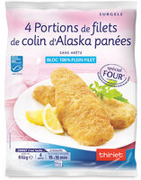 4 Portions de filets de colin d'Alaska panées