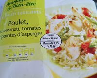 Poulet riz basmati tomates et pointes d'asperges