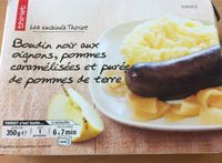 Boudin noir aux oignons, pommes caramélisées et purée de pommes de terre