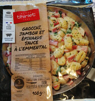 Gnocchi, jambon epinards, sauce emmental