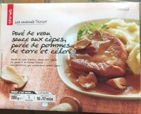 Pavé de veau, sauce aux cèpes, purée de pommes de terre et céleri