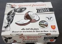 Le yaourt fermier au lait du jour - brassé sur lit d'éclats de noix de coco