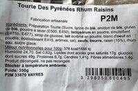 Tourte des Pyrénées rhum raisin