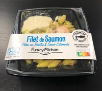 Filet de saumon pâtes au basilic et sauce citronnée