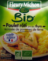 Poulet rôti jus au thym écrasée de pommes de terre Bio
