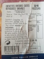 Crevettes entières cuites réfrigérées sauvages