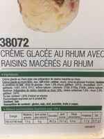 Crème glacée rhum avec raisins macérés au rhum