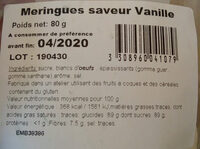 Meringues saveur vanille