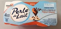 Spécialité laitière sucrée au caramel, aromatisée, aux copeaux de chocolat