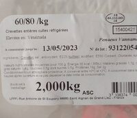 Crevettes entière 60/80