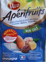Apérifruits - Chouchous à la noix de coco, pomme, raisins, amandes