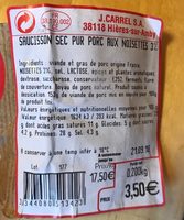 Saucisson Sec pur porc noisettes